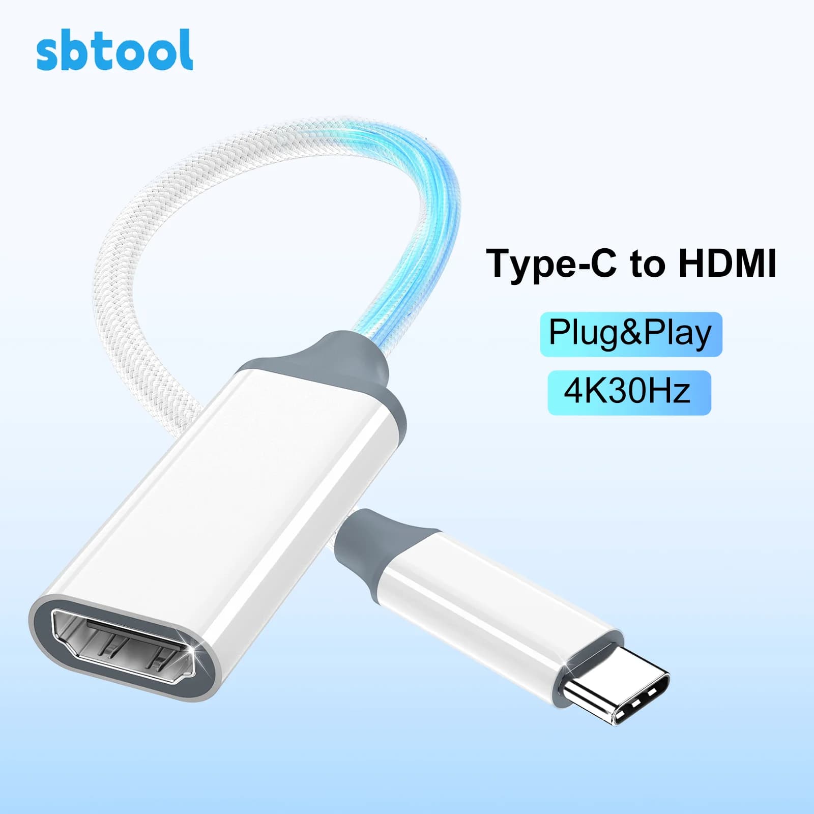 USB C Extension Cable to HDMI Female 4K@30Hz, HD Video Adapter for Phone, Laptop, Monitor, TV