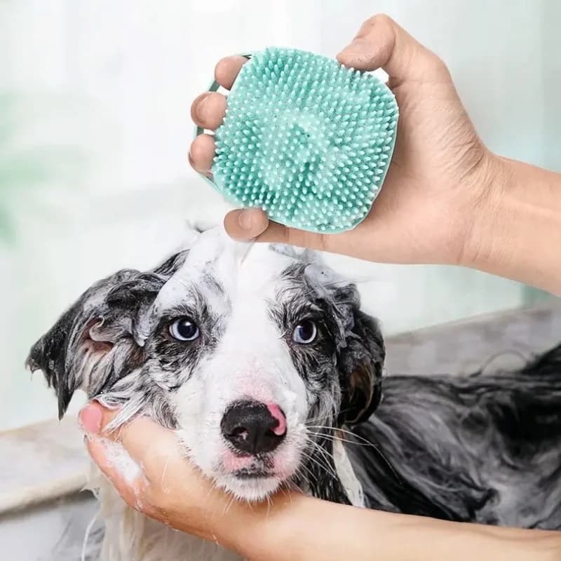 Silicone Dog Bath Massage Gloves Pet Grooming Brush with Shampoo Pouring Function Cat Bath Comb Cleaning Tool for Dog Bathing