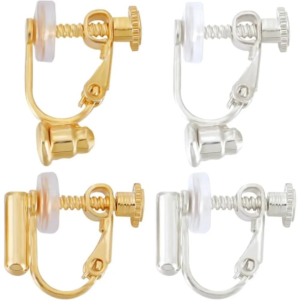 Convertitore per orecchini a clip da 16 pezzi placcato in oro 18 carati e kit per la creazione di viti non forate in argento sterling 925 con 2 viti stile