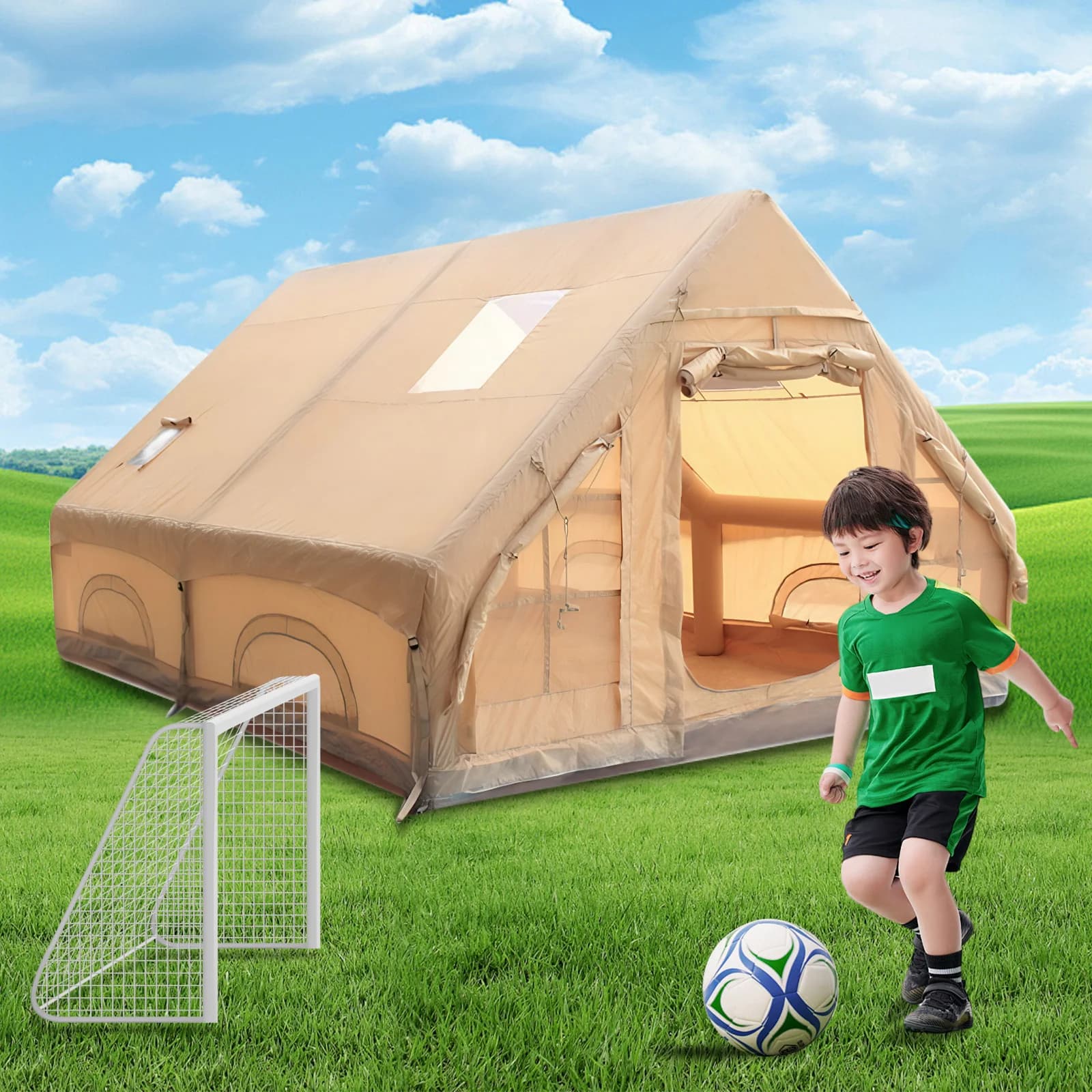 Tenda gonfiabile con lucernario Tende Glamping ad aria Tenda da campeggio gonfiabile di facile installazione per il campeggio