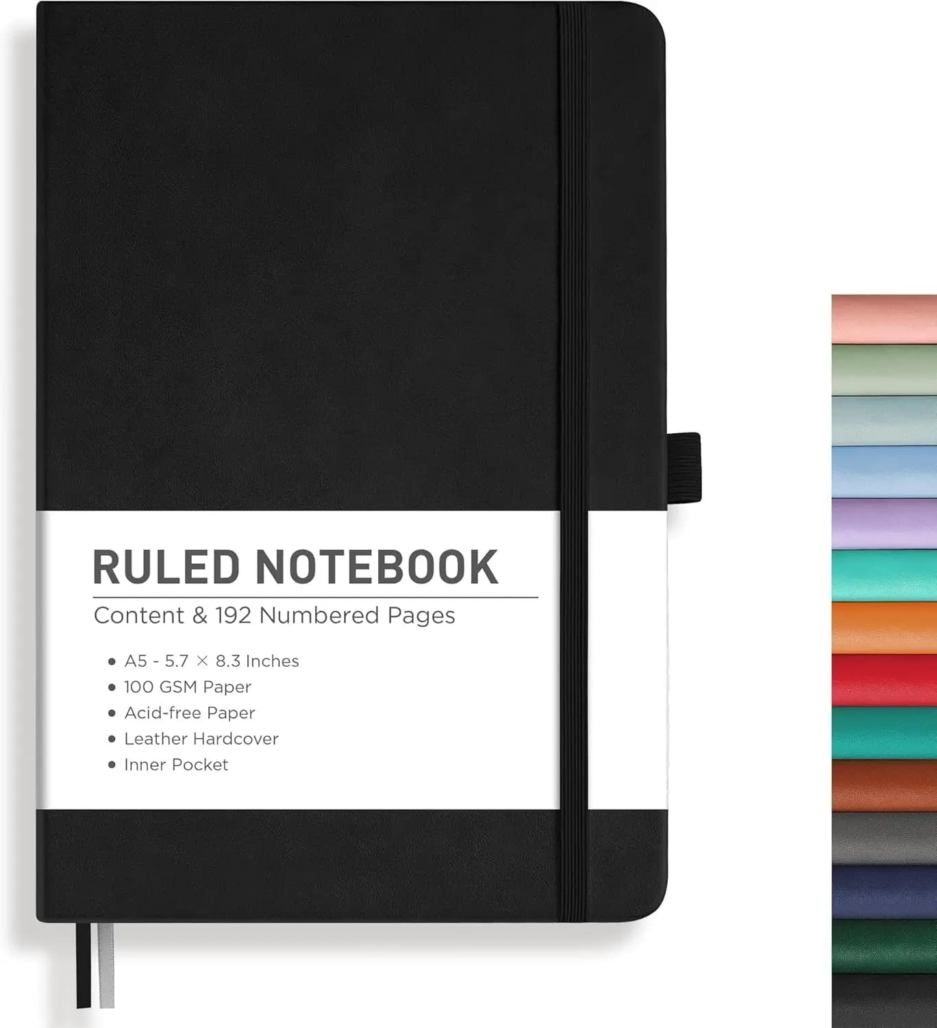 Lined Journal Notebook A5 Leather Hardcover 192 Numbered Pages 100 GSM Thick Paper for Writing Work Office