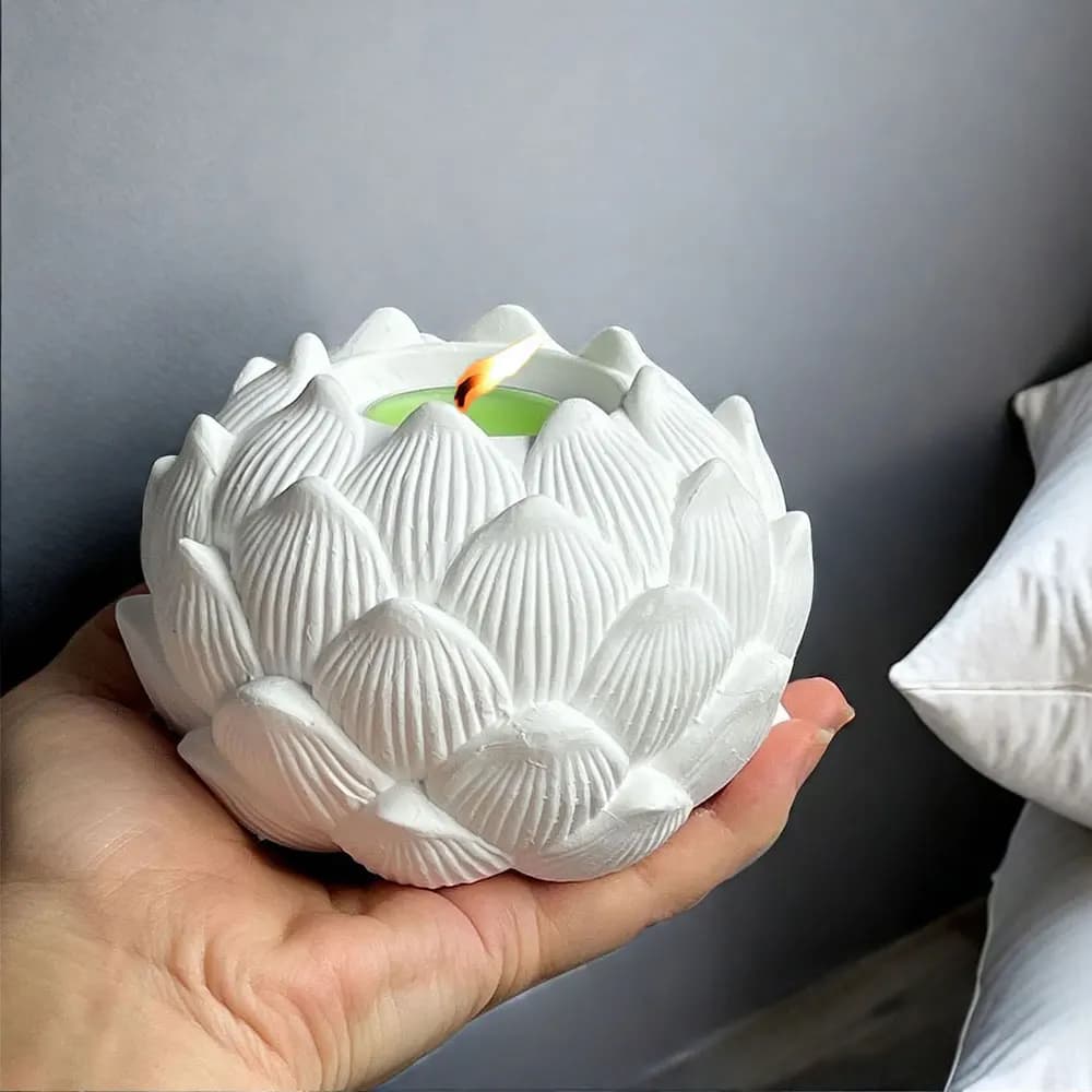 Stampo in silicone per candeliere di loto Contenitore per candele fai-da-te Stampo per colata di calcestruzzo Stampo per forno di aromi per inserto di incenso in gesso in resina