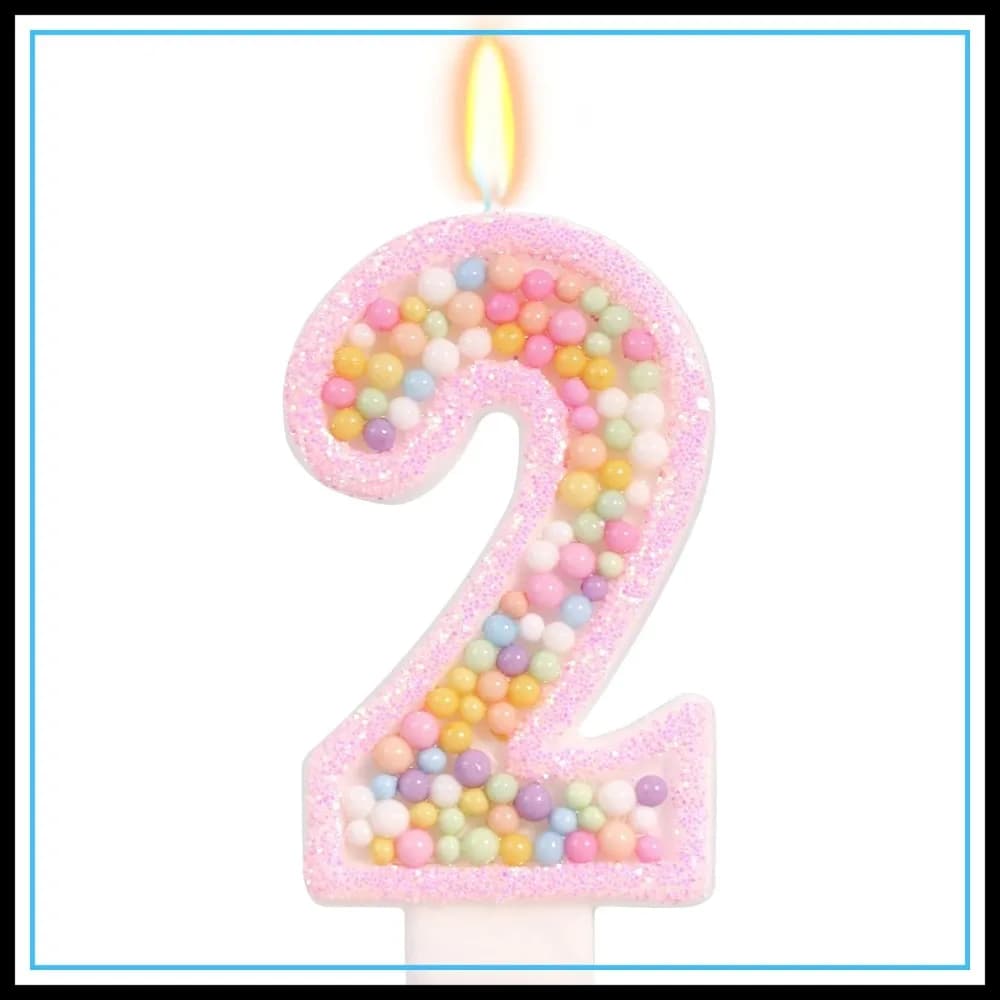 Candela Rosa Numero 2, Decorazione per Torta Stile Macaron, Addobbi di Compleanno per Feste Dolci delle Ragazze