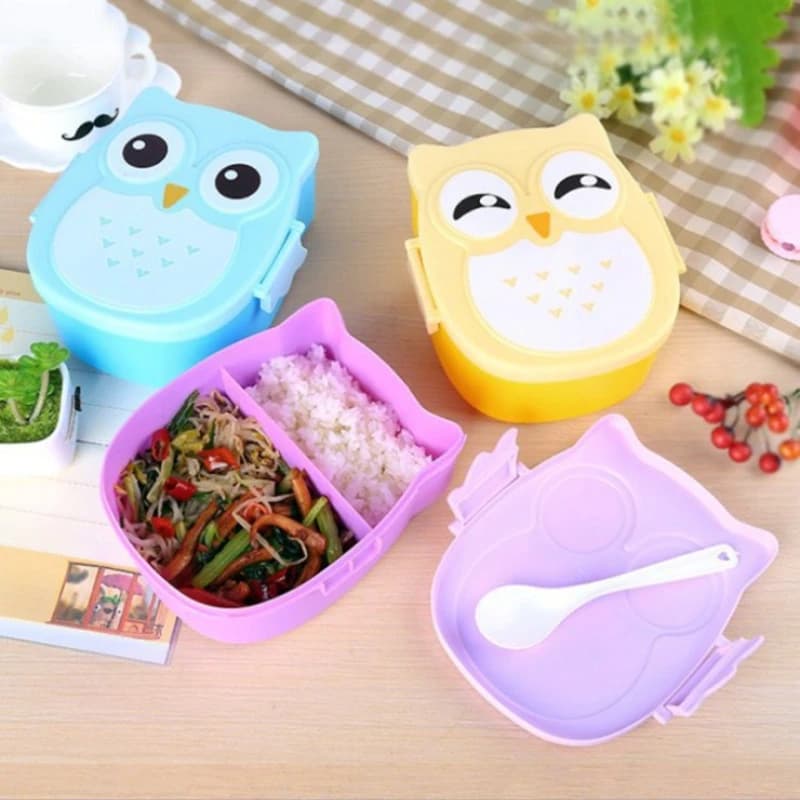 Household Storage Box, Portable Plastic Lunch Box, Bento Box, Owl Lunch Box, Microwave Lunch Box, Fresh-keeping Box