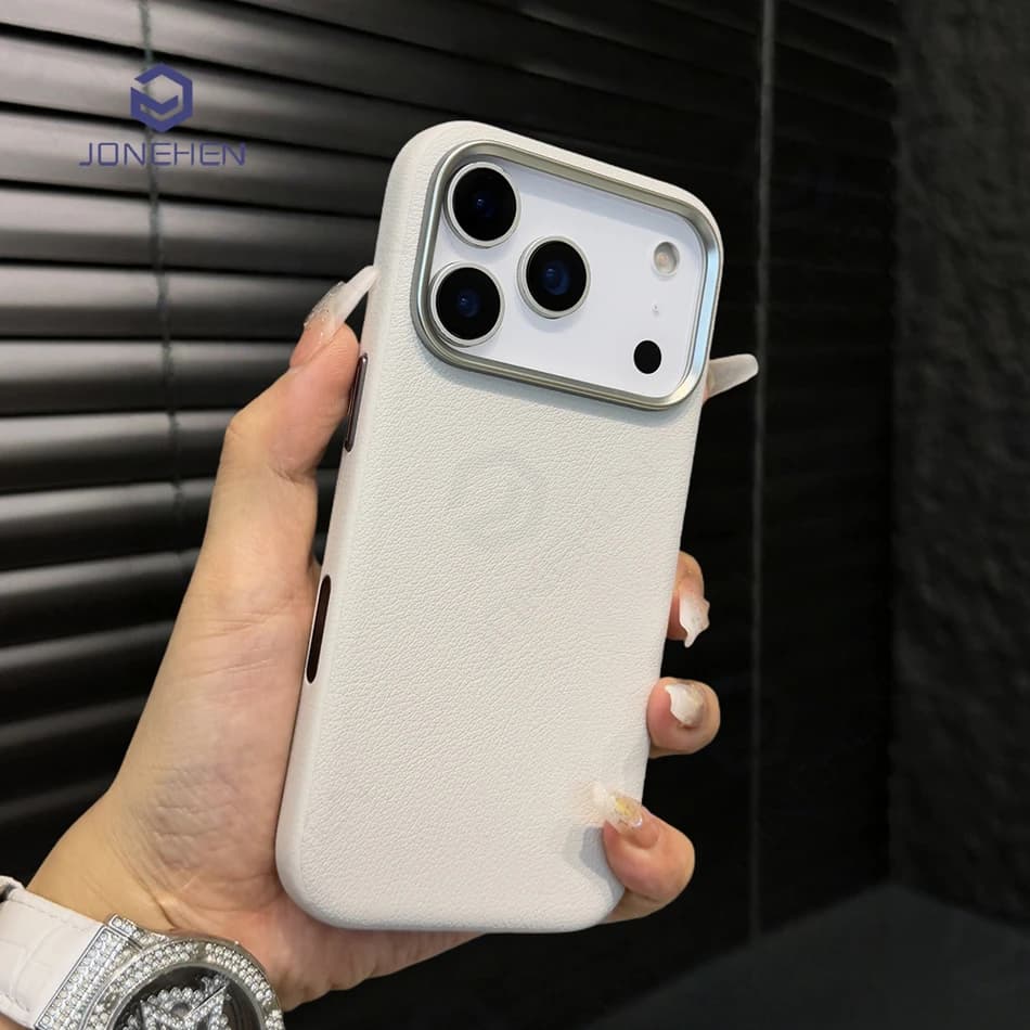 Custodia in pelle sottile da lavoro di lusso per custodia Magsafe per iPhone Air 17 Pro Max 17pro Cover antiurto con carica wireless magnetica arancione