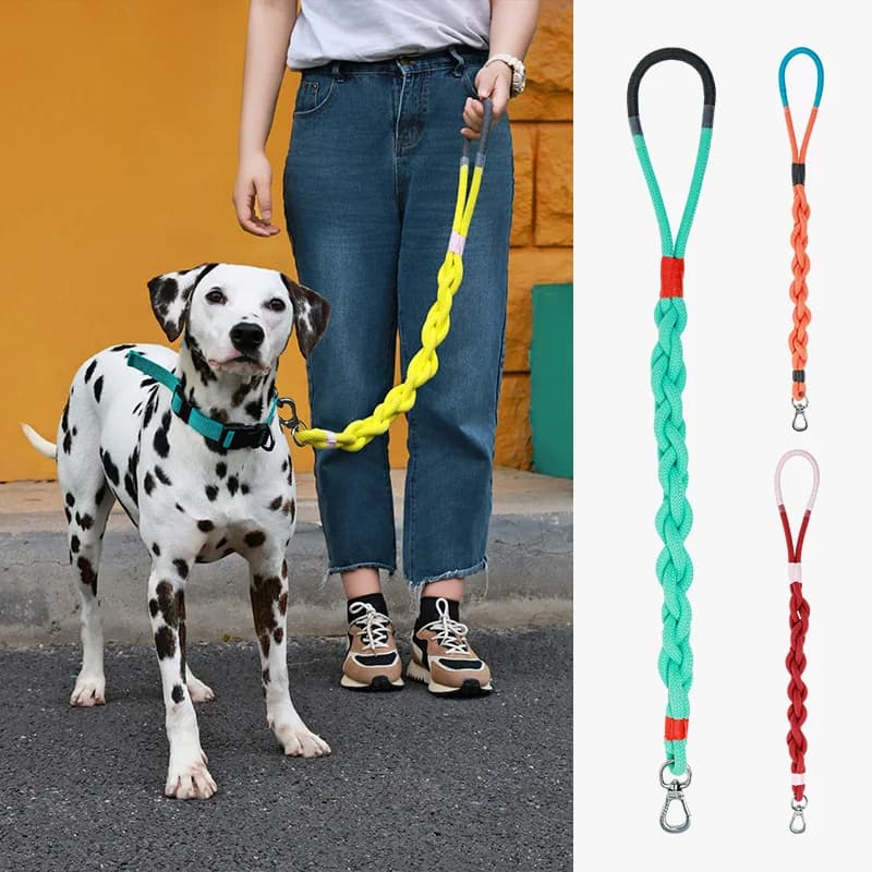 Dog Leash Hand-woven Traction Rope Medium and Large Twist Golden Retriever Corgi Thick No Hand Walking Pet Supplies Accessories
