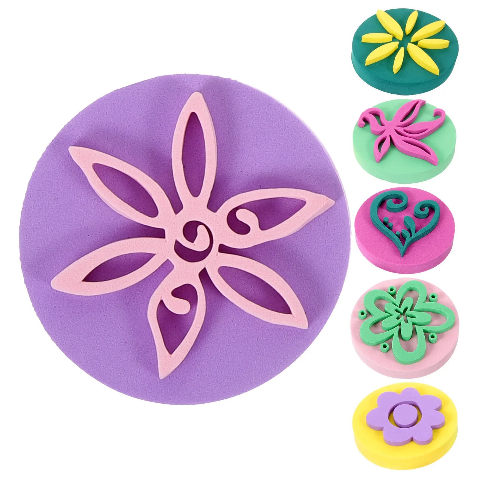 6pcs EVA Sponge Stamps for DIY Painting Sponges Stampers Tools Reusable Stamper Set Soap Washable Art Supplies