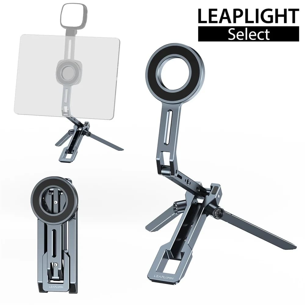Universal Dual-Side Magnetic iPad Tripod Stand for Galaxy Tab A9+& iPhone 17-12 Series | 360° Rotation Heavy Duty Tablet Holder