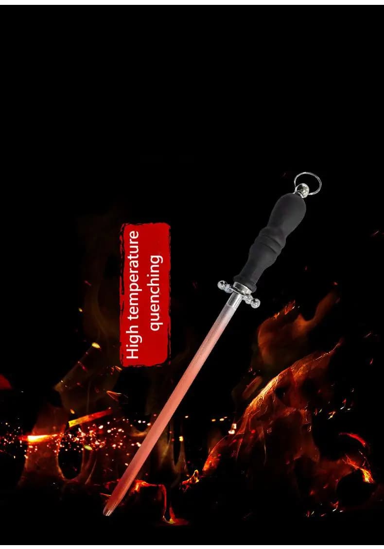 Asta per affilare coltelli in acciaio al carbonio, strumento per affilare rivestito in diamante con manico antiscivolo in ABS, strumento per chef da cucina