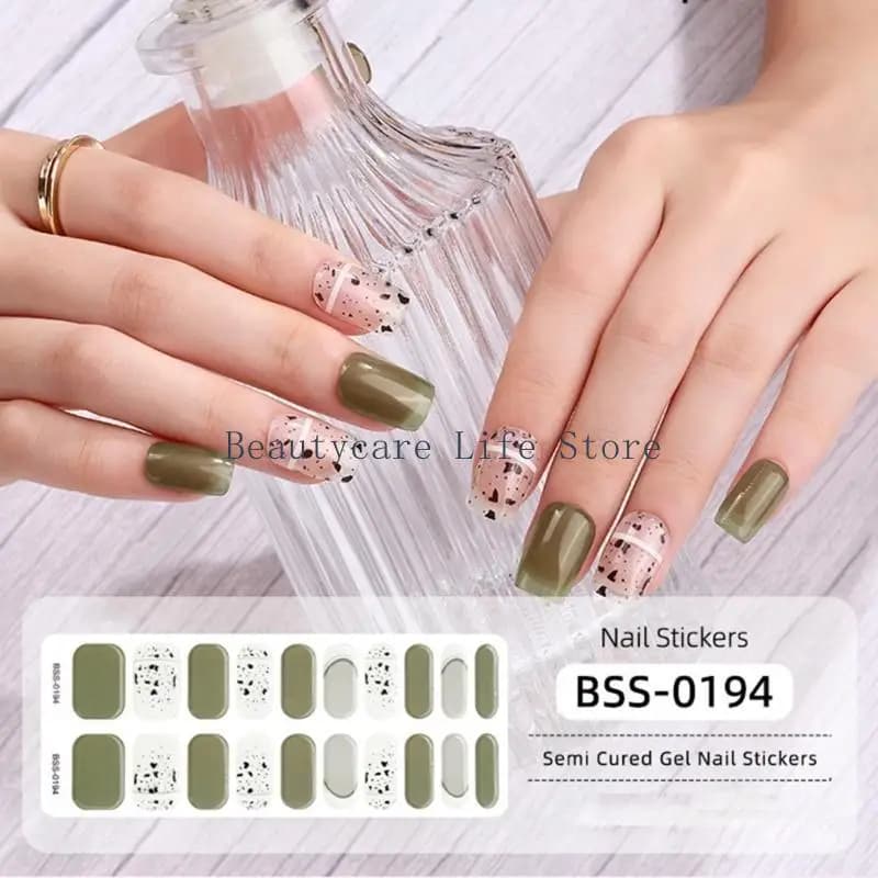652C Semi Cured Gel Strips Patches Sliders UV/LED Lamp Cured Adhesive Long Lasting Full Cover Gel Stcikers Manicure