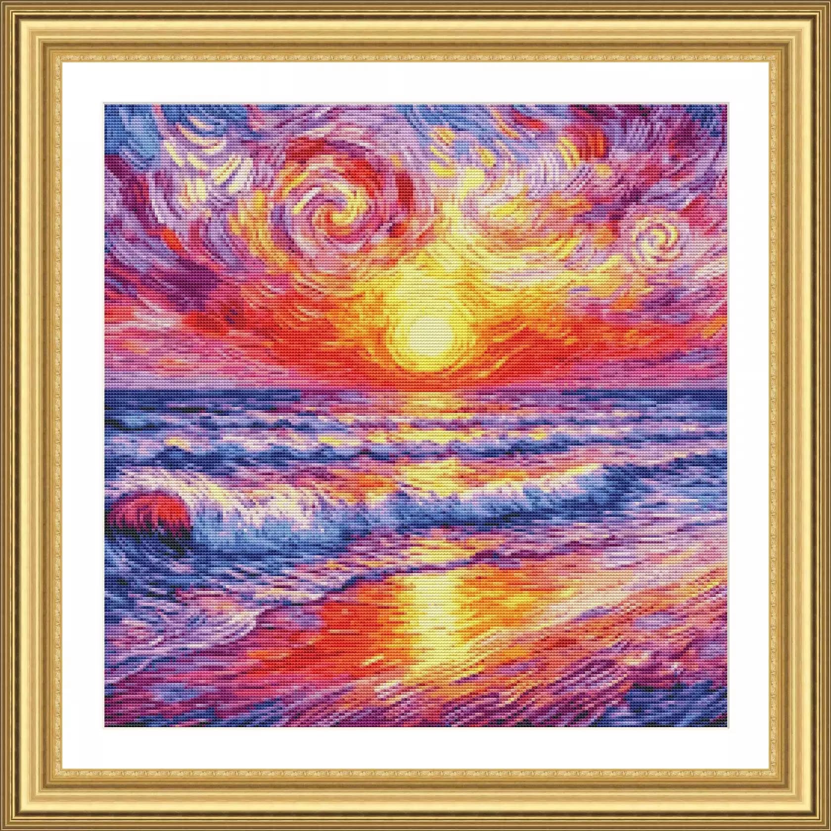 ZZ7925 Sunset 11CT 14CT 16CT 18CT Print On Canvas Cross Stitch DIY Set Kit Needlework Embroidery 55 Colors