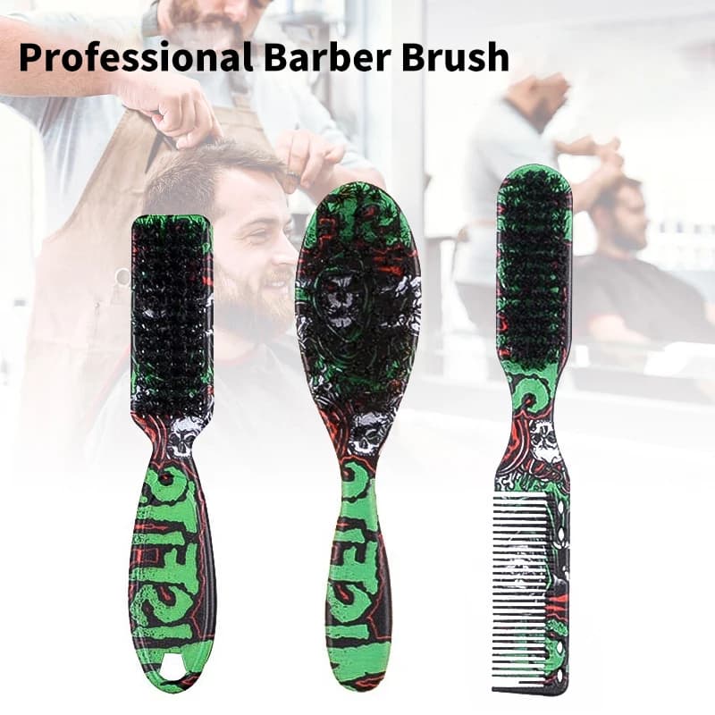 Spazzola per collo da barbiere professionale a doppia faccia, pettine per rasatura, barba, salone, intaglio, spolverino, spazzola per pulizia, pettine per taglio capelli