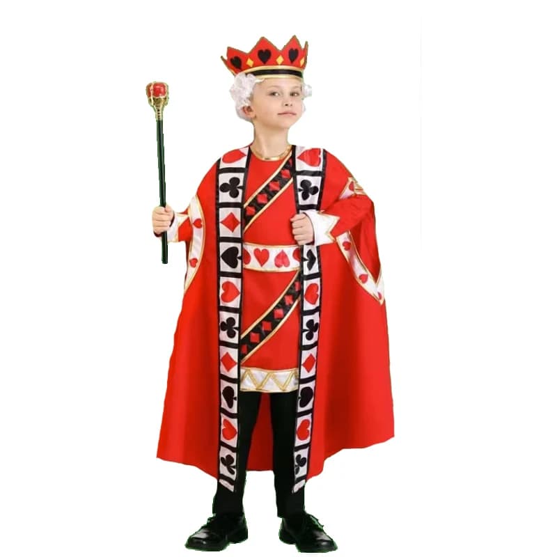 Costume da Re di Alice nel Paese delle Meraviglie per Purim, Abito da Poker, Cappotto Abbinato, Cosplay per Carnevale e Halloween