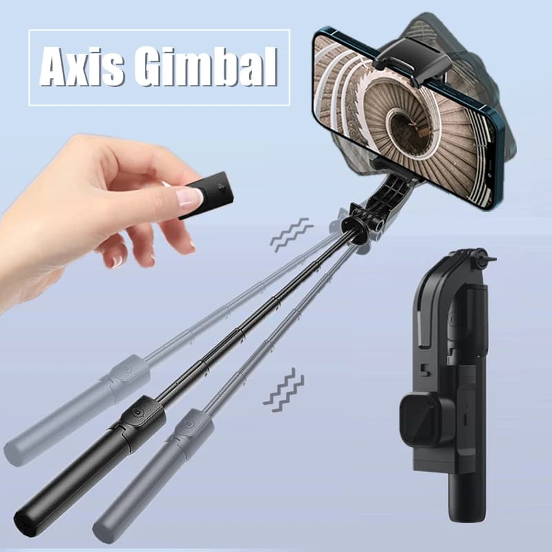 Stabilizzatore Gimbal a 1 Asse con Asta Selfie, Supporto per Telefono con Telecomando Wireless e Treppiede Pieghevole per iPhone e Android