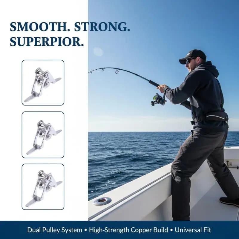1 pz. Blocco a doppia puleggia portatile in acciaio inossidabile, mini guida per punta di canna da pesca, accessorio per la pesca in barca, liscio, resistente all'usura, durevole