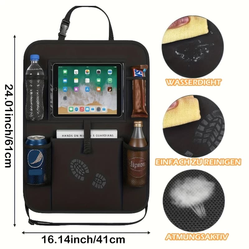 Organizzatore per seggiolino auto Borsa portaoggetti multitasca multifunzionale per schienale auto con protezione per tablet per bambini