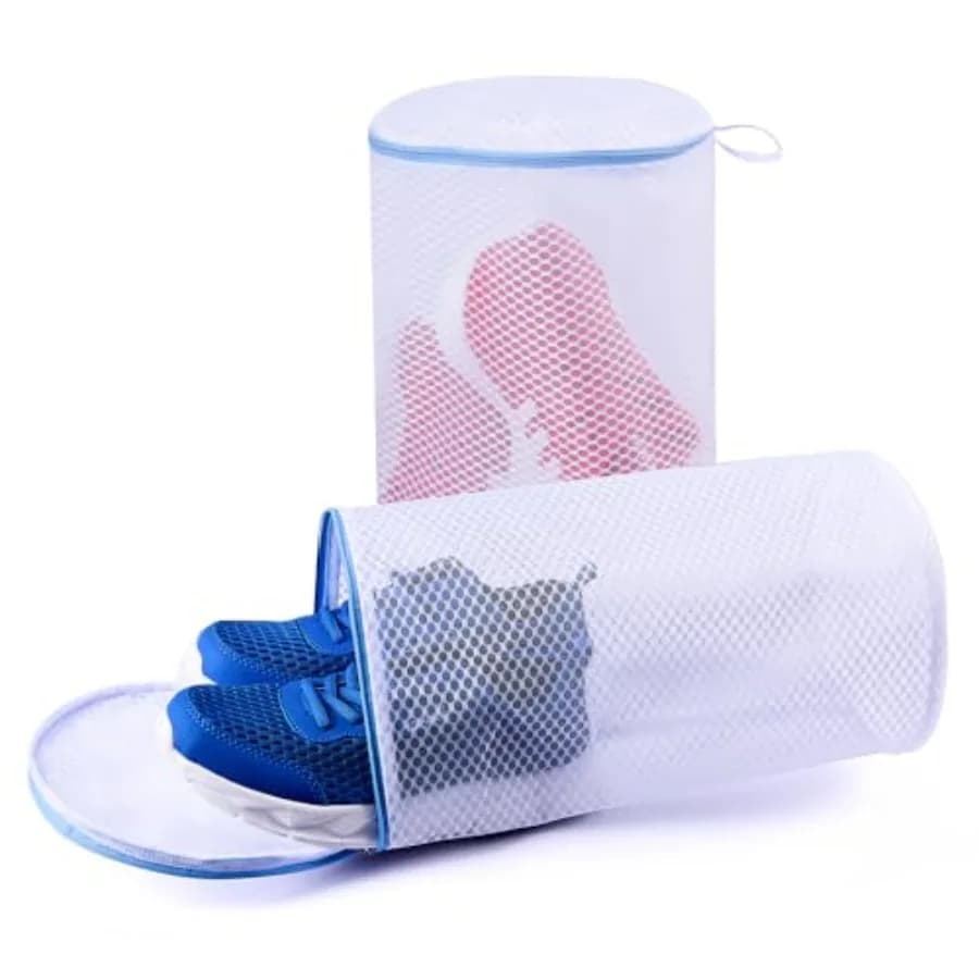 2 Pack Shoes Wash Bags, Shoe Washing Machine Bag, shoe laundry bag for washing machine Honeycomb Mesh Laundry Bags with Zipper