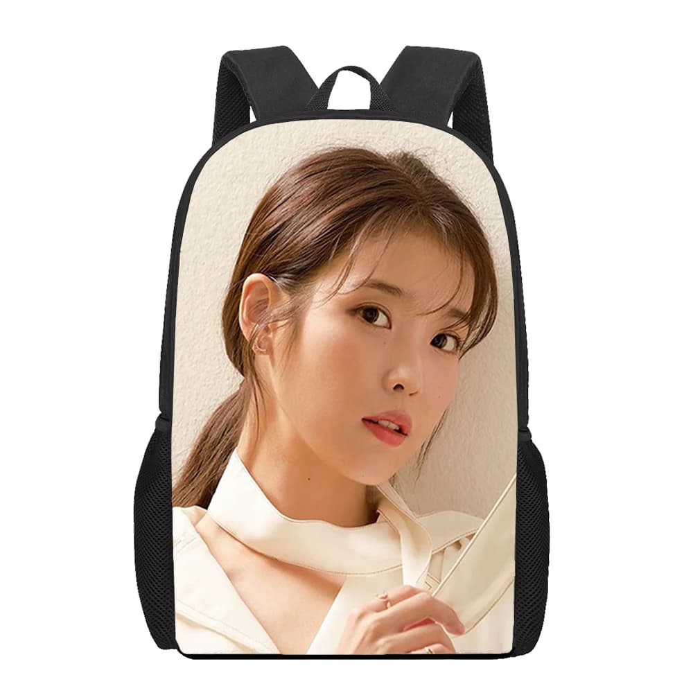 Hip Hop Popolare Divertente Lee Ji Eun IU Zaini per notebook Borse da scuola per alunni Stampa 3D Oxford Zaini per laptop impermeabili per ragazzi/ragazze
