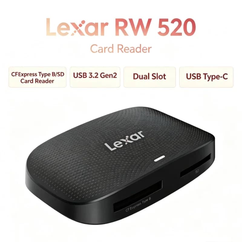 Lexar RW520 Memory Card Reader USB 3.2 Gen 2 High Speed CFexpress Type B SD Card Reader Dual Slot for Photo Transfer