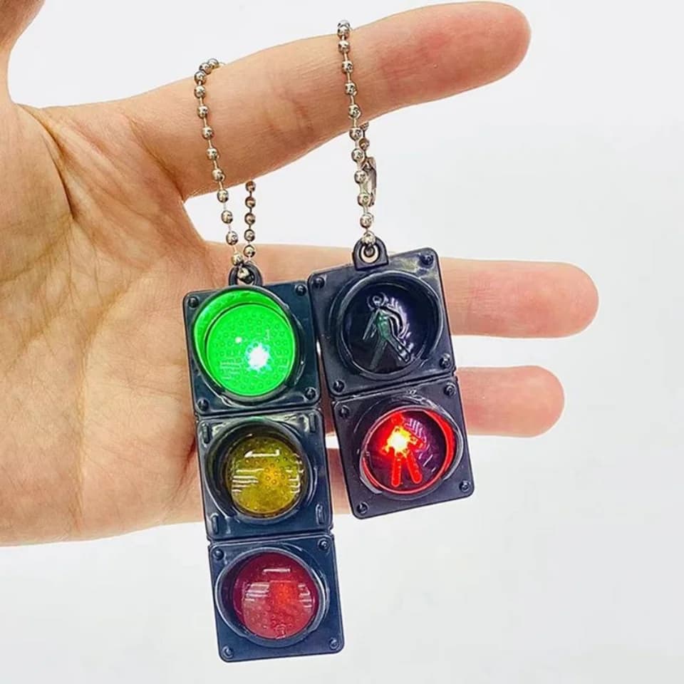 Traffic Light Model Keychain For Car Keyring Key Holder With Led Lighting Traffic Light Key Chain LED Pedestrian Light Keychain