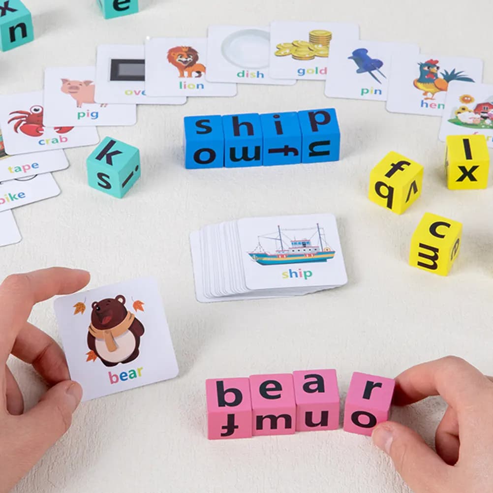 Set di Carte Puzzle in Legno con Alfabeto, Gioco di Ortografia per Bambini, Apprendimento Precoce, Riconoscimento delle Lettere Inglesi, Sviluppo Cognitivo