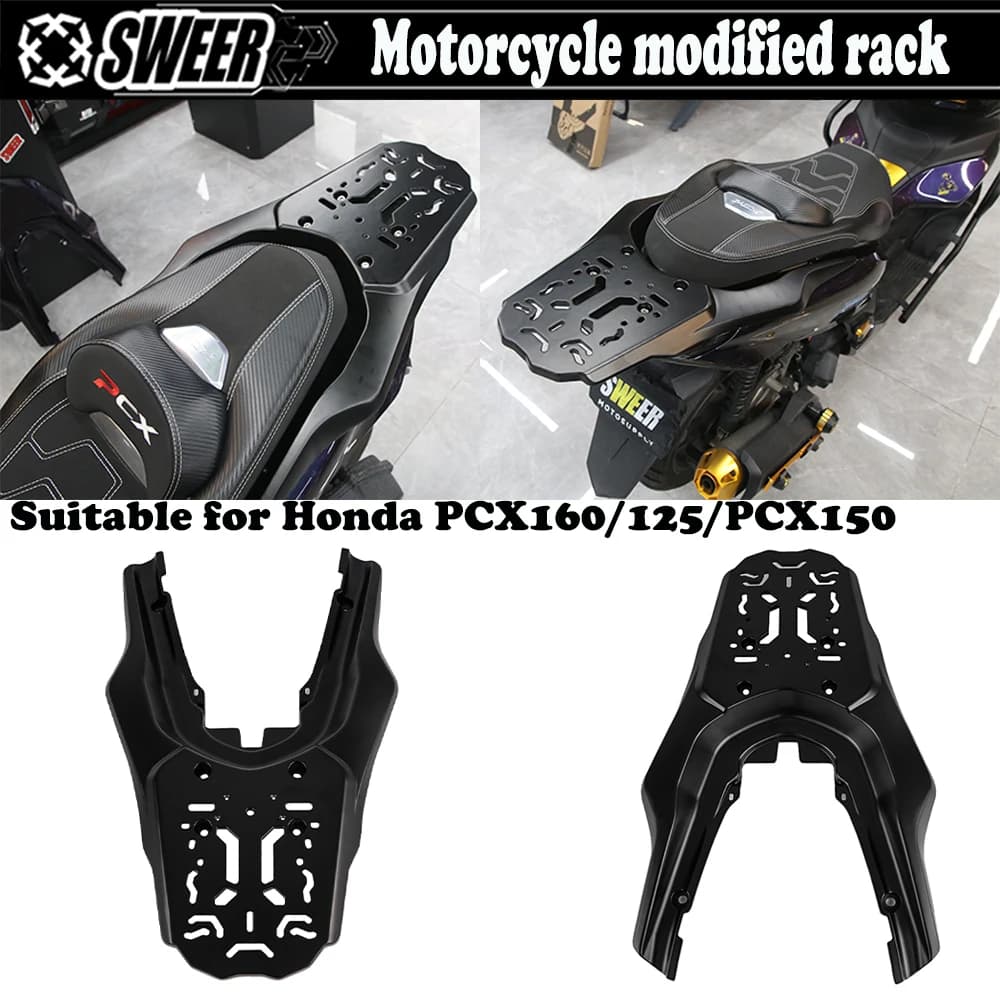 Aluminum Alloy Rear Luggage Rack Tail Box Bracket For Honda PCX160 PCX125 2021-2026 Motorcycle Integrated Cargo Carrier Modifica