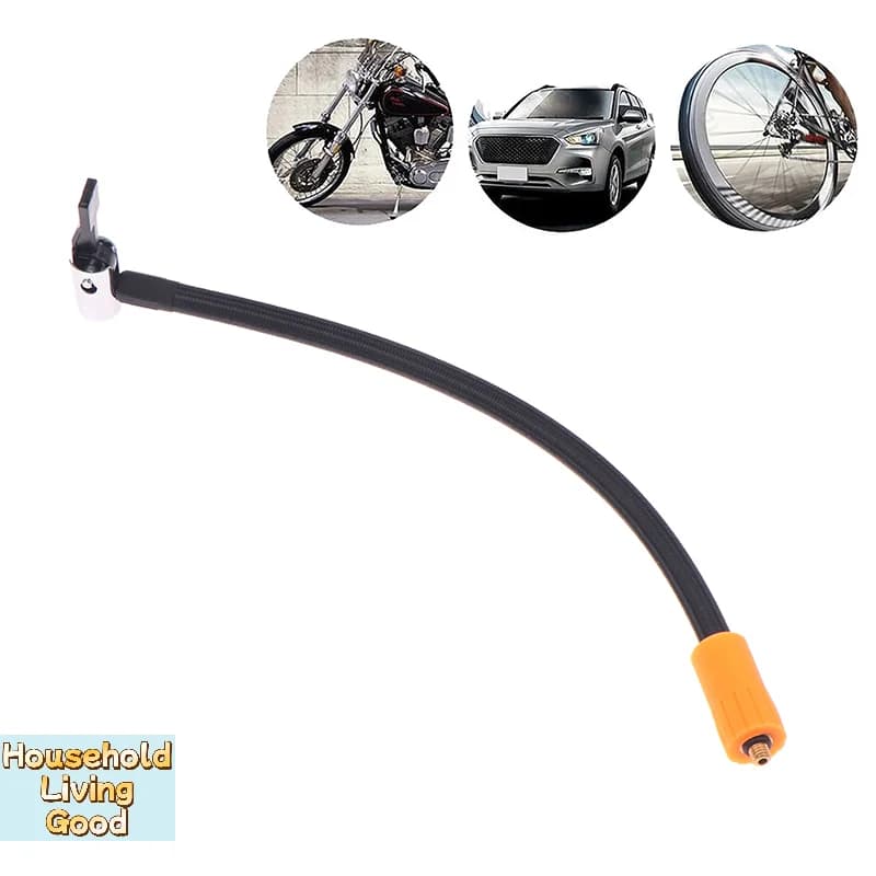 【1PC Fine Thread Inflation Hose Adapter 30CM Car Tire Air Inflator Hose M6 Locking Air Chuck With Standard Tire Valve】
