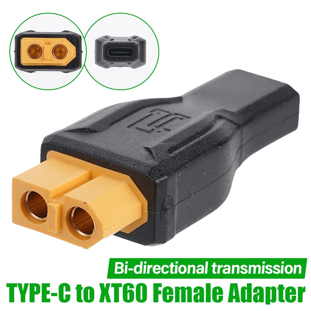 Adattatore da Tipo C a XT60 Femmina da 100W, Connettore per Ricarica Rapida PD per E-bike, Scooter, Pannello Solare, Drone, Laptop