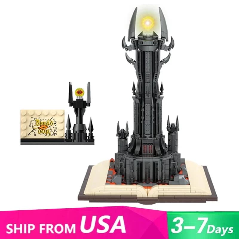 969PCS Lords Rings Building Blocks Magic Film Gastle on Book Sauron Eye Model LED Assemble Brick Collection Toy Boy Kids Gifts