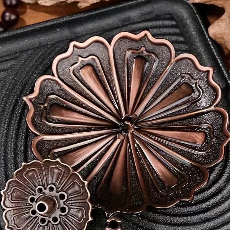 1PC Bruciatore di incenso Stick Holder Piastra Lotus Incensiere Bronzo Nasturtium Bruciatore di incenso