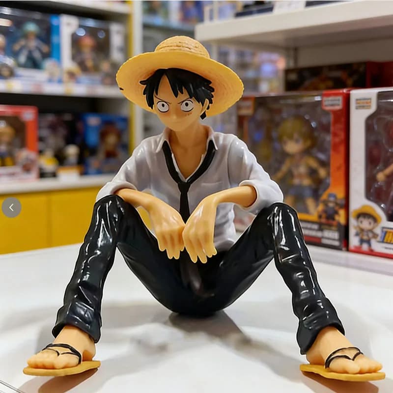 Statua Anime One Piece 2026: Action Figure di Luffy in Posizione Seduta, Modellino da Collezione in PVC, Regalo di Compleanno per Bambini