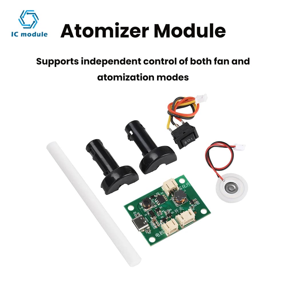 Modulo Umidificatore a Spruzzo Singolo con Ventola, Scheda di Azionamento ad Atomizzazione Ultrasonica Alimentata tramite USB-C per l'Umidificazione delle Piante