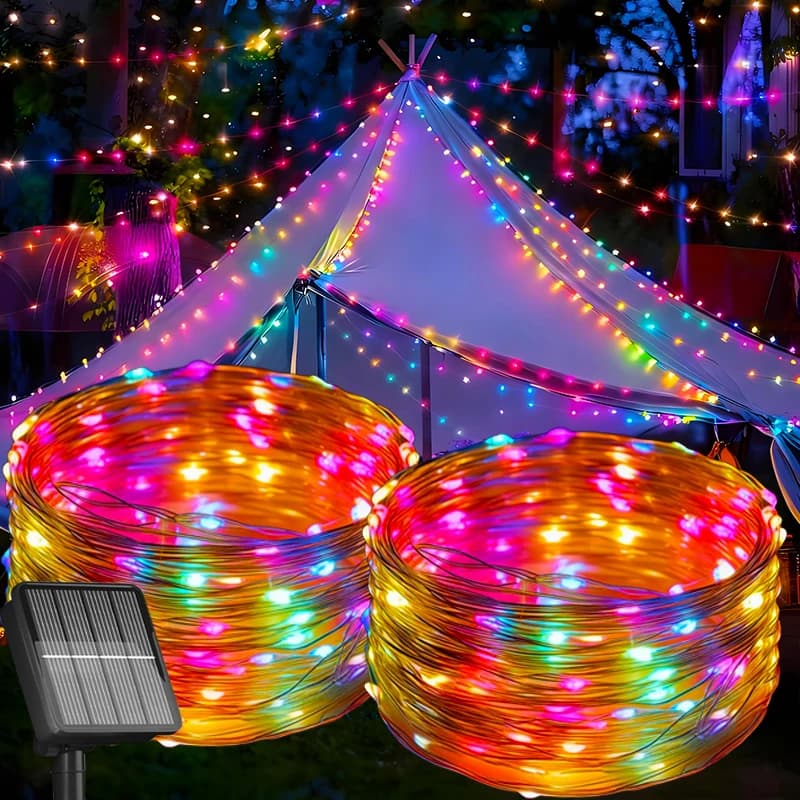 Luci a stringa solari a LED Decorazioni natalizie per esterni Luci ghirlanda Impermeabili 8 modalità per giardino Patio Albero di Natale Cortile Balcone