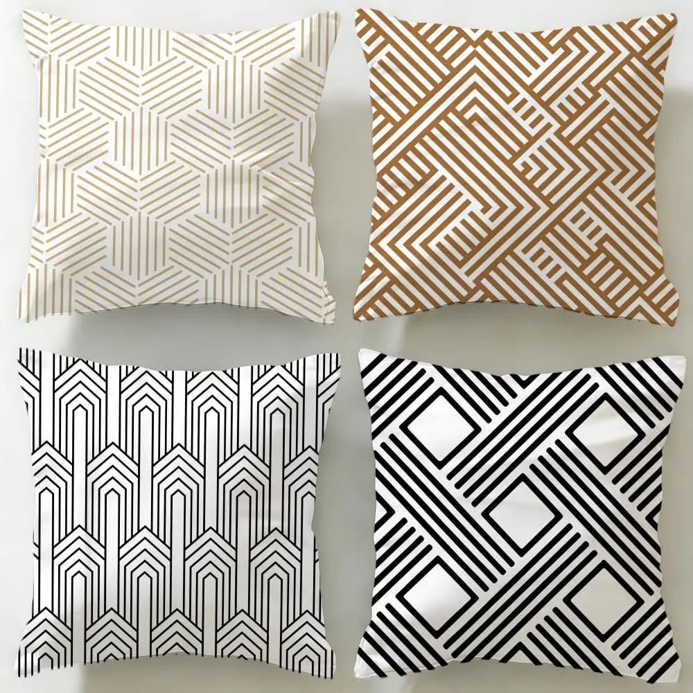 Fodera per cuscino con motivi geometrici, morbida e facile da lavare – versatile per divano, letto, viaggi e ufficio