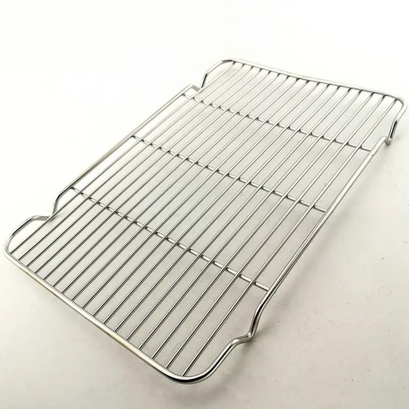 Food Grade Stainless Steel Rectangle BBQ Barbecue Grill Wire Grid Mesh Net Strainer Filter with Feet