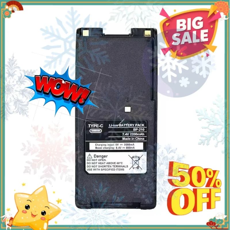 SWZY BP-210 Upgraded Walkie Talkie Battery Can Type-C Charging 2200mAh Li-ion Battery for Icom IC-F11 IC-F21 IC-V8 IC-F3GT IC-F4