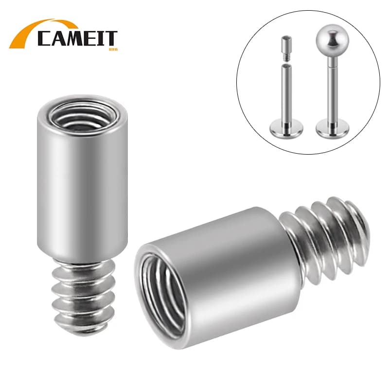 Asta di estensione in titanio ASTMF-136 16G 2mm per piercing con filettatura interna, gioielli per lingua, unghie per labbra.