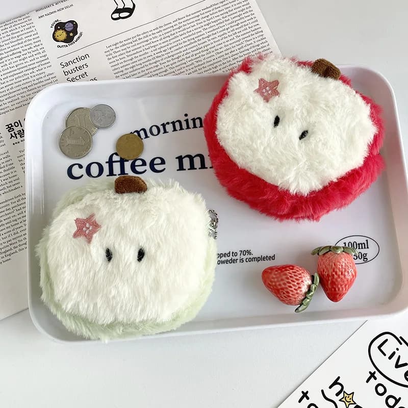 INS stile coreano Kawaii moda mini portafoglio mela rossa simpatico cartone animato portamonete sacchetto di immagazzinaggio rossetto regali per feste di compleanno per ragazze