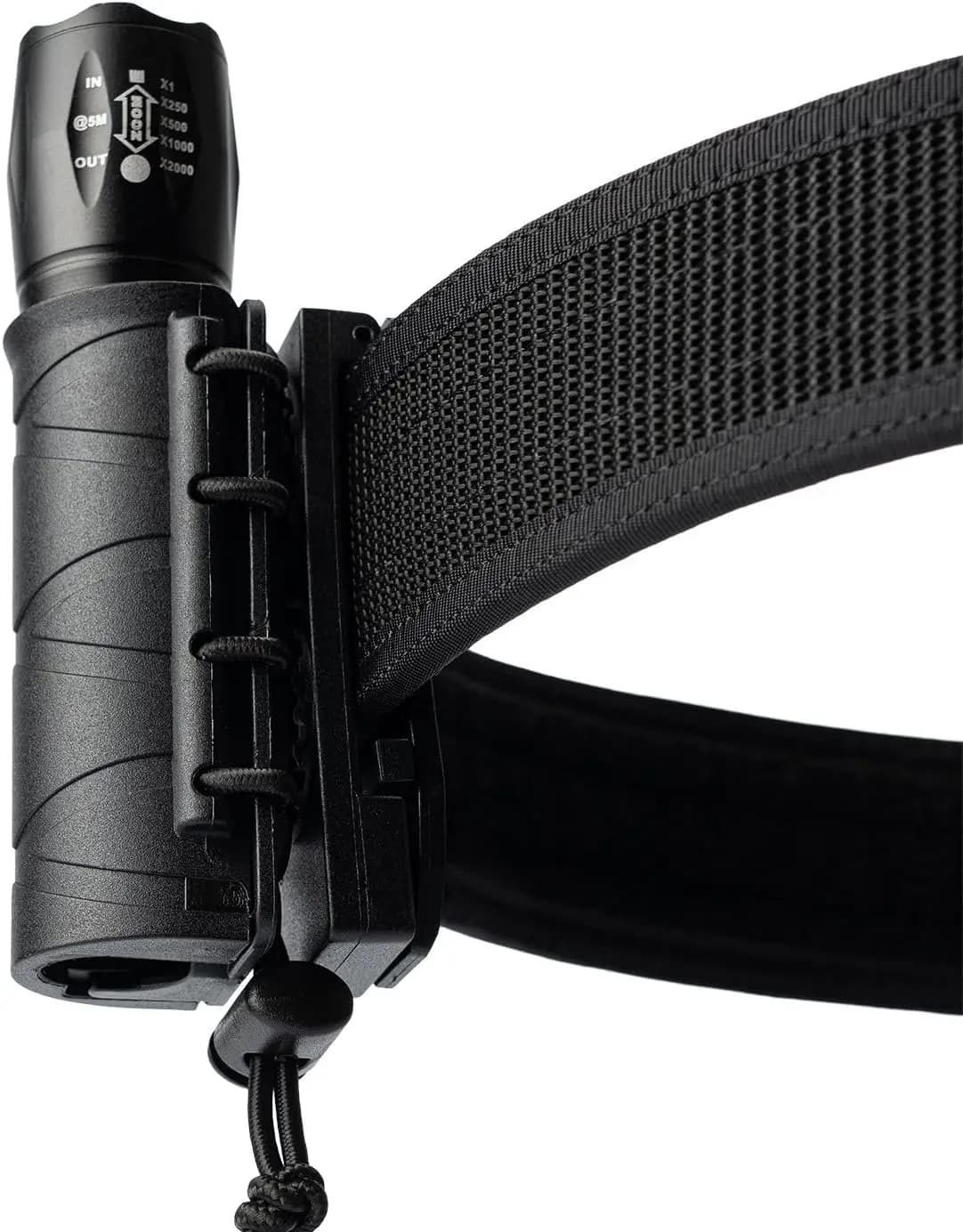 360 ° Supporto Girevole per Torcia da Cintura, Adatto per Luci con Diametro da 1"-1.2", Compatibile MOLLE, Estrazione Rapida