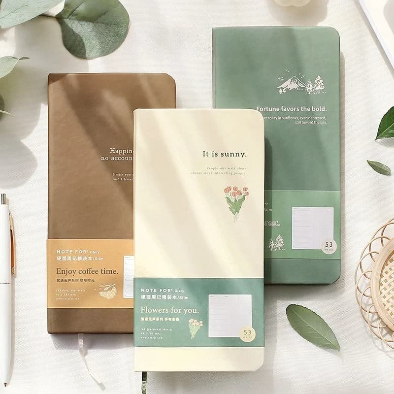 2027 Fill-in Weekly Journal Notebook, Silent Whisper, Literary Forest Fresh Retro Slim Weekly Planner for Daily Schedule Record