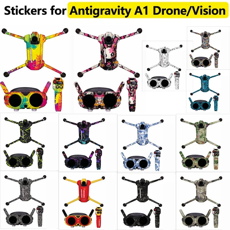 Adesivi per Insta360 Antigravity A1 Drone Vision Occhiali da volo Set completo di decalcomanie Pellicola protettiva decorativa Refit Accessorio per la pelle