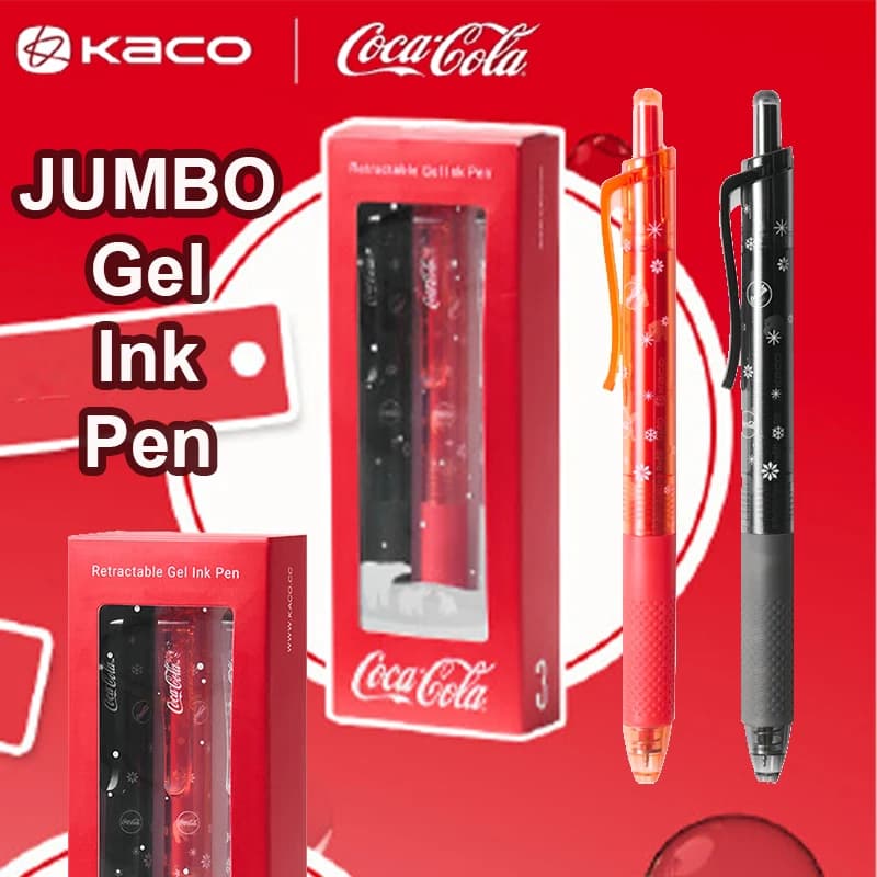 KACO JUMBO 1800M Set di penne a inchiostro gel Coca Cola con licenza Quick Dry Dual Ball Punta ST Scrittura liscia Penne per esame Note Forniture per studio regalo