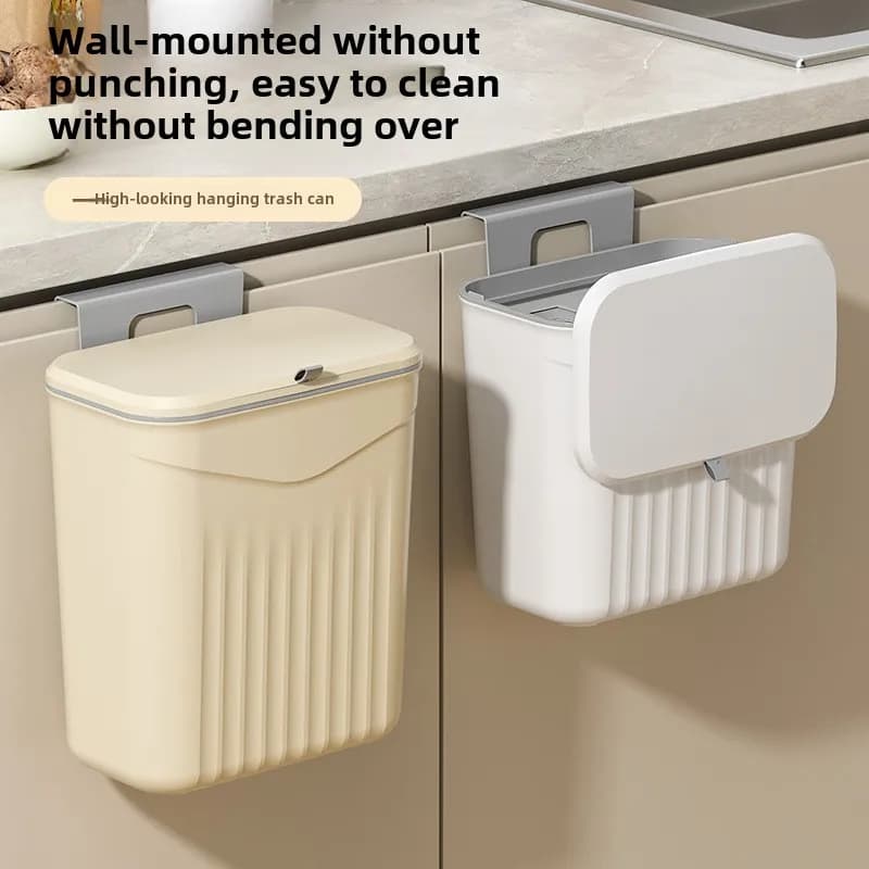 Pattumiera sospesa da cucina Armadietto per la casa Secchio portaoggetti sospeso a parete WC in plastica con coperchio Contenitore per compost