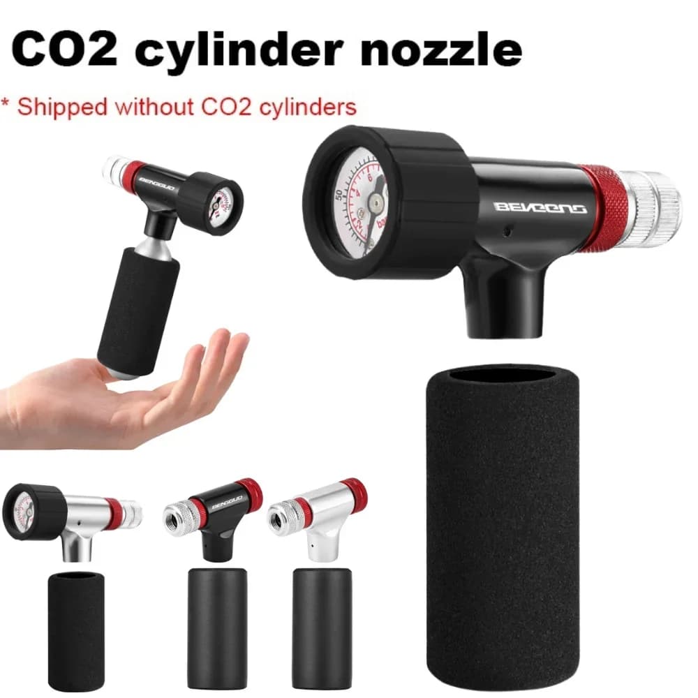 Mini Pompa CO2 Portatile per Gonfiaggio Pneumatici, Compatibile con Valvole Schrader e Presta, Accessori per Biciclette