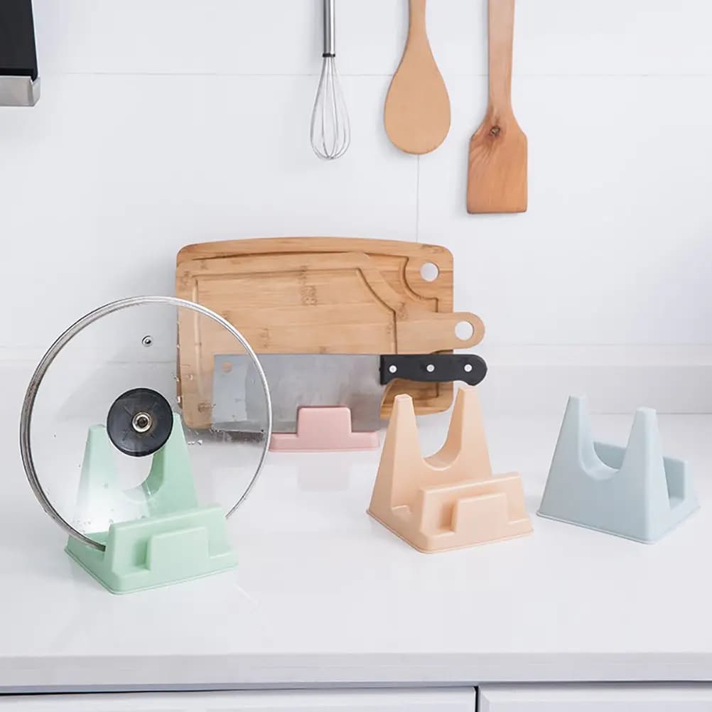 2 Pezzi Supporto in Plastica per Coperchi Pentole e Taglieri, Porta Coltelli Salvaspazio, Base Raccogligocce in PP per Alimenti, Facile da Usare