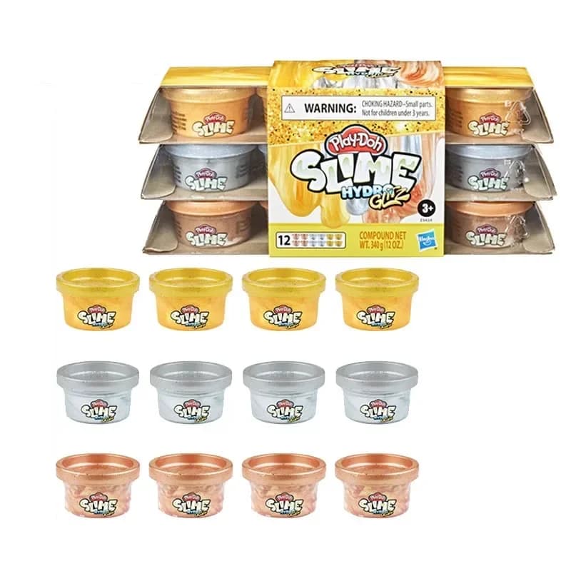Hasbro Play-Doh Slime Molten Treasure Slime Hydro Glitz 12 Contenitori Fai da te Arti e mestieri creativi