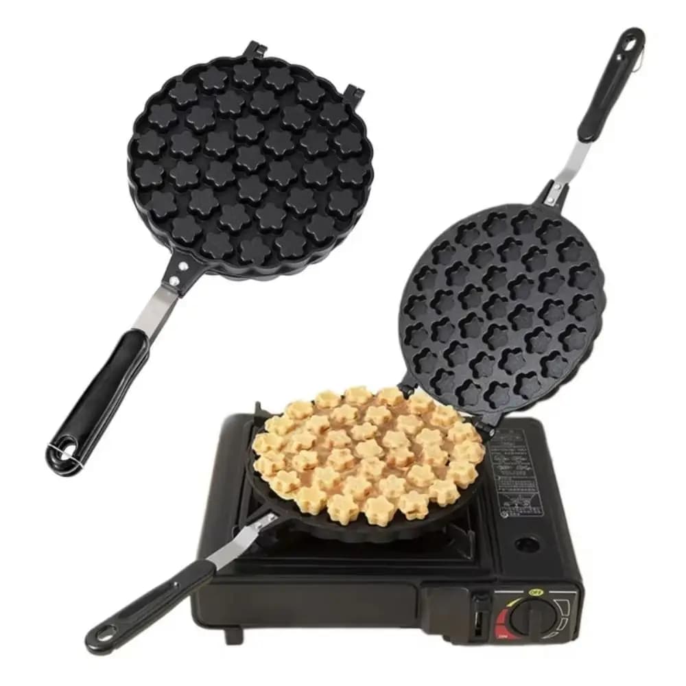 Stampo per Torte a Fiore di Prugna con 19/37 Fori, Manico Lungo, Resistente al Calore, Antiaderente, Durevole, per Waffle e Coni Gelato