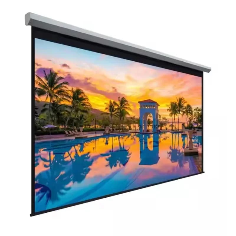 Schermo per Proiettore Elettronico da 100 Pollici con Telecomando, Schermo di Proiezione Motorizzato 16:9 HD 4K per Home Theater Interno