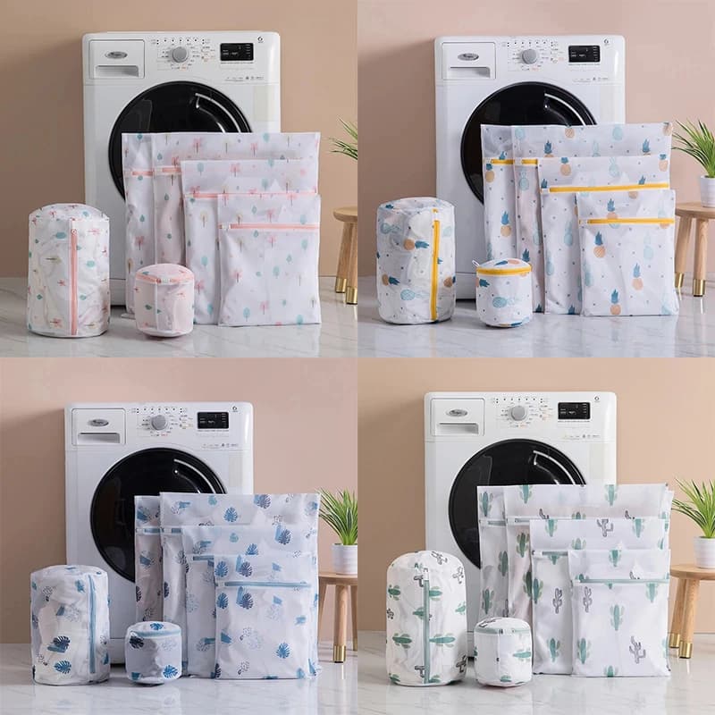 Set of 6-piece linen bags Set of dirty clothes Organize the bag Washing bags with cute print Fine sweater for clothes Protect bathroom linen set