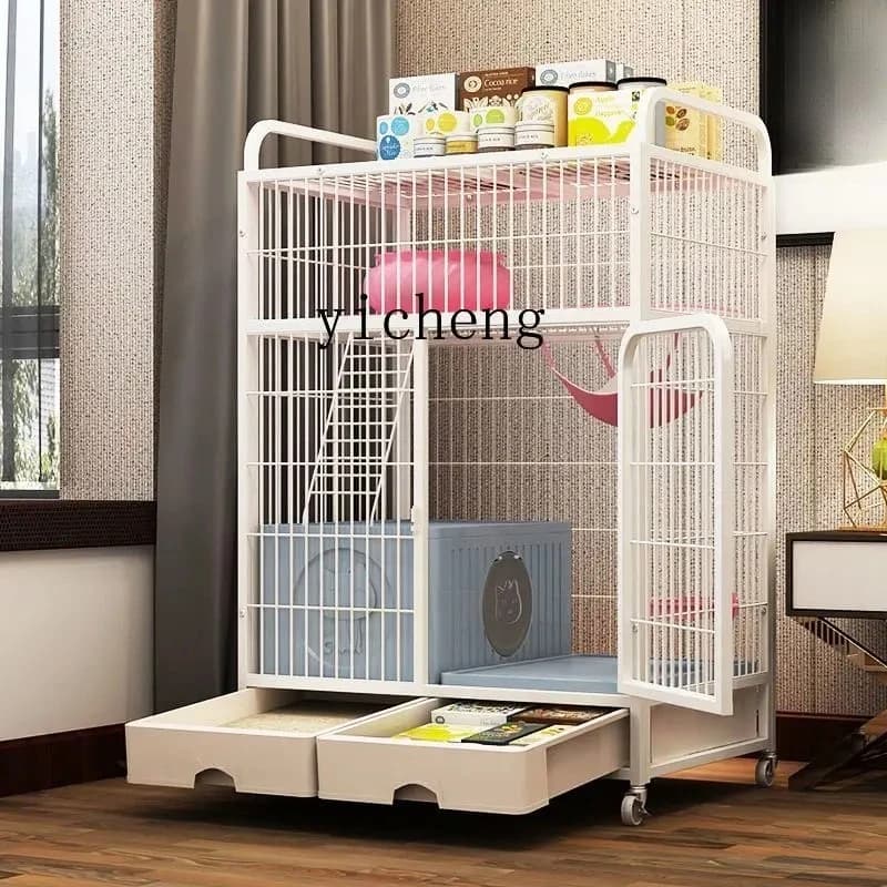 ZYA domestico con toilette integrata per gatti, ampio spazio per interni, lettiera per gatti incorporata, gabbia per gatti